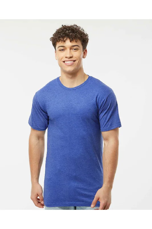 Tultex Mens Jersey Short Sleeve Crewneck T-Shirt - Heather Royal Blue