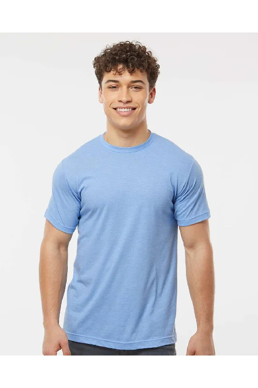 Tultex Mens Poly-Rich Short Sleeve Crewneck T-Shirt - Heather Athletic Blue