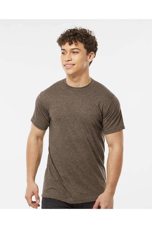 Tultex Mens Poly-Rich Short Sleeve Crewneck T-Shirt - Heather Brown