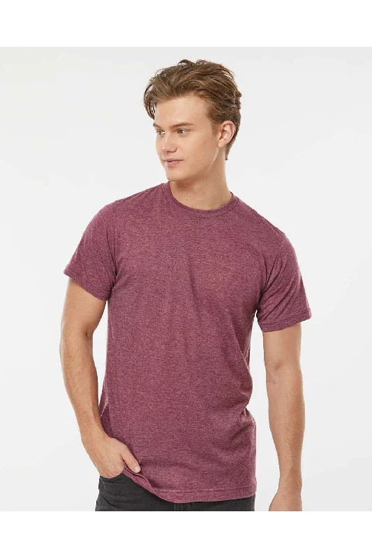 Tultex Mens Poly-Rich Short Sleeve Crewneck T-Shirt - Heather Burgundy