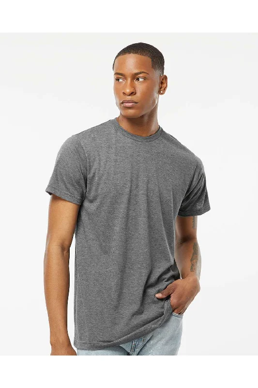 Tultex Mens Poly-Rich Short Sleeve Crewneck T-Shirt - Heather Charcoal Grey