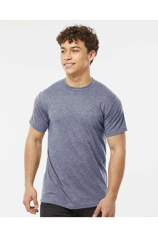 Tultex Mens Poly-Rich Short Sleeve Crewneck T-Shirt - Heather Denim Blue