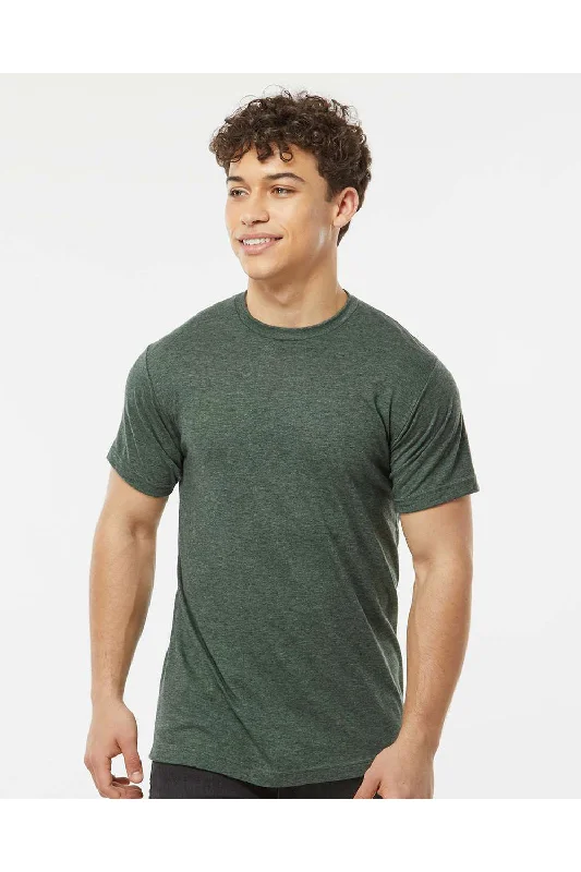 Tultex Mens Poly-Rich Short Sleeve Crewneck T-Shirt - Heather Hunter Green