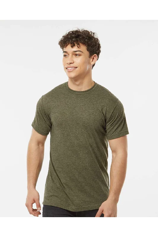 Tultex Mens Poly-Rich Short Sleeve Crewneck T-Shirt - Heather Military Green