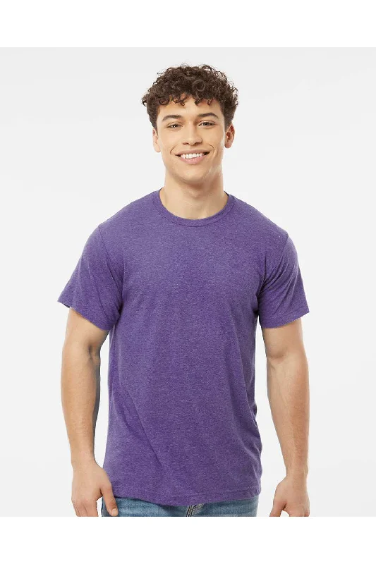 Tultex Mens Poly-Rich Short Sleeve Crewneck T-Shirt - Heather Purple