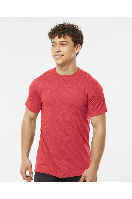 Tultex Mens Poly-Rich Short Sleeve Crewneck T-Shirt - Heather Red