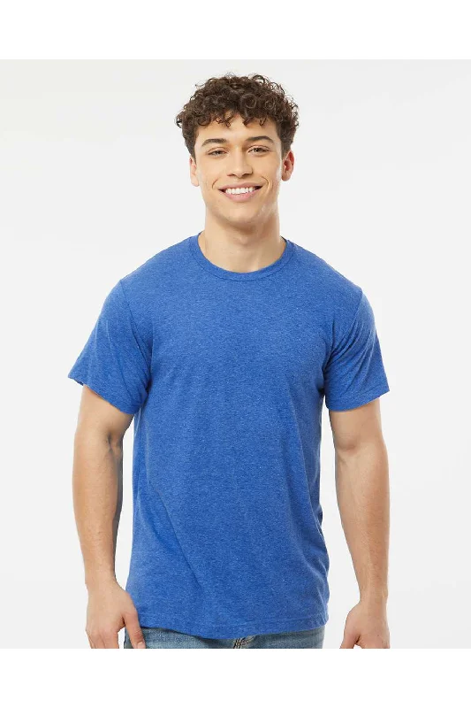 Tultex Mens Poly-Rich Short Sleeve Crewneck T-Shirt - Heather Royal Blue