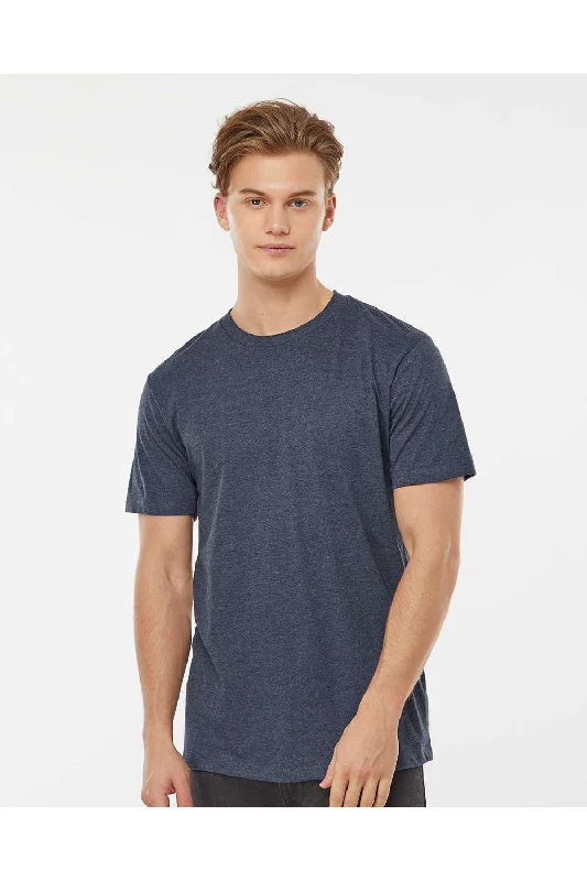 Tultex Mens Premium Short Sleeve Crewneck T-Shirt - Heather Navy Blue