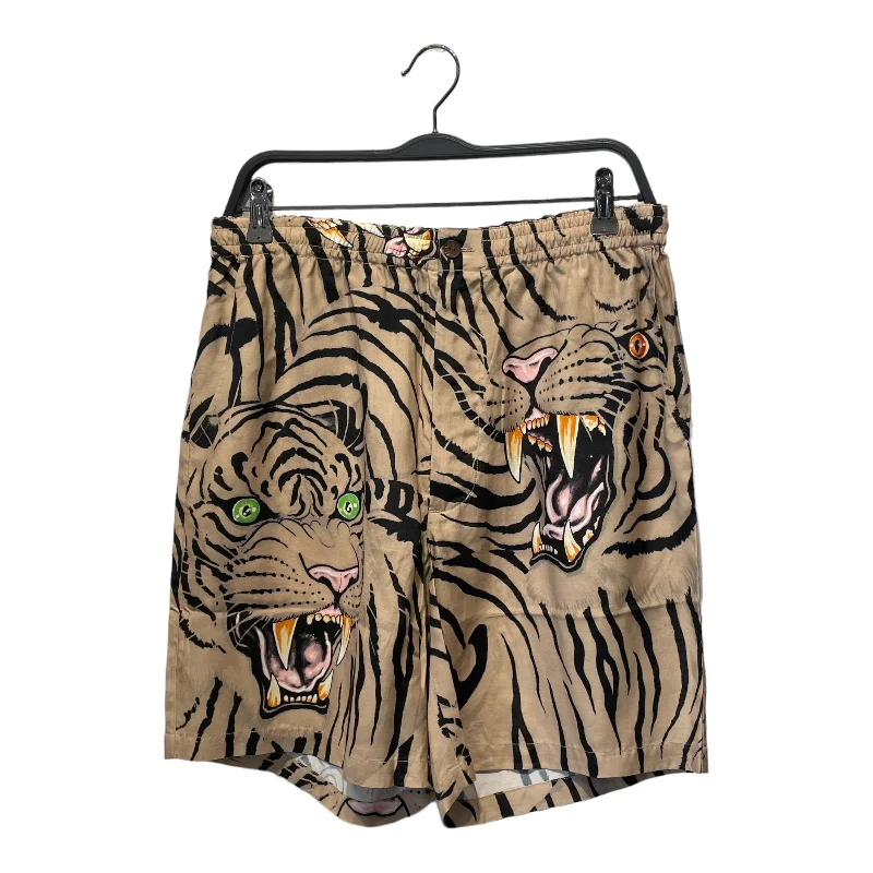 GUILTY PARTIES/Shorts/M/Rayon/BEG/All Over Print/TIGER FACES