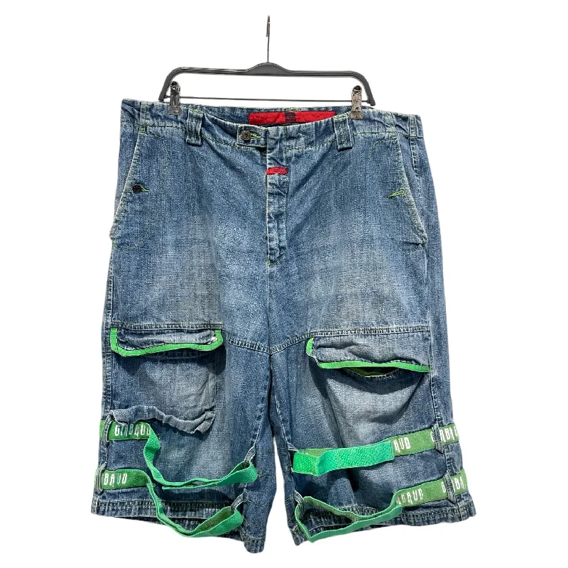 MARITHE FRANCOIS GIRBAUD/Shorts/42/ Denim/BLU/Stripe/Green Stripe Joints