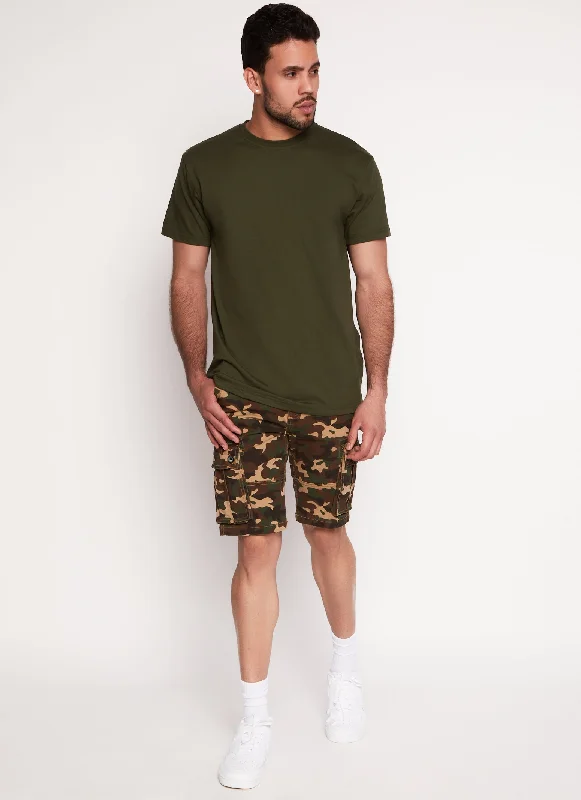 Mens Twill Camo Cargo Shorts