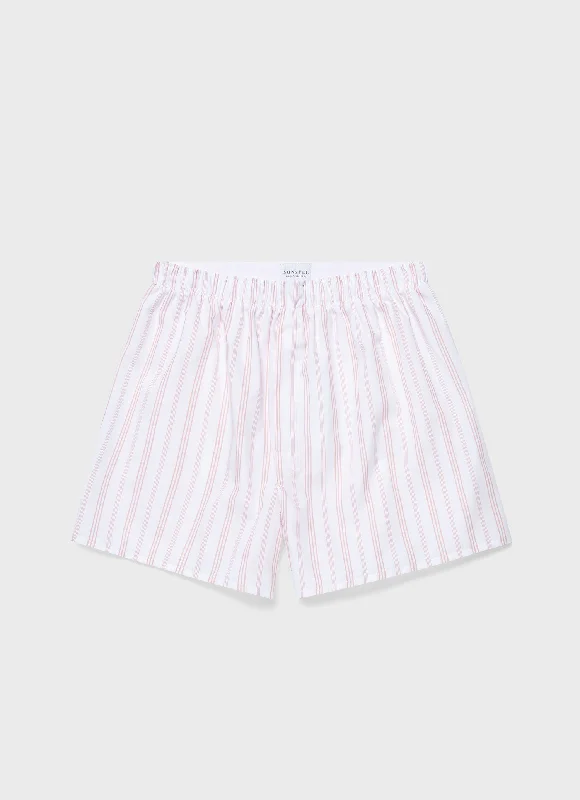 Men's Classic Boxer Shorts in Pale Pink Stripe