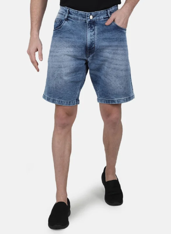 Men Blue Solid Short