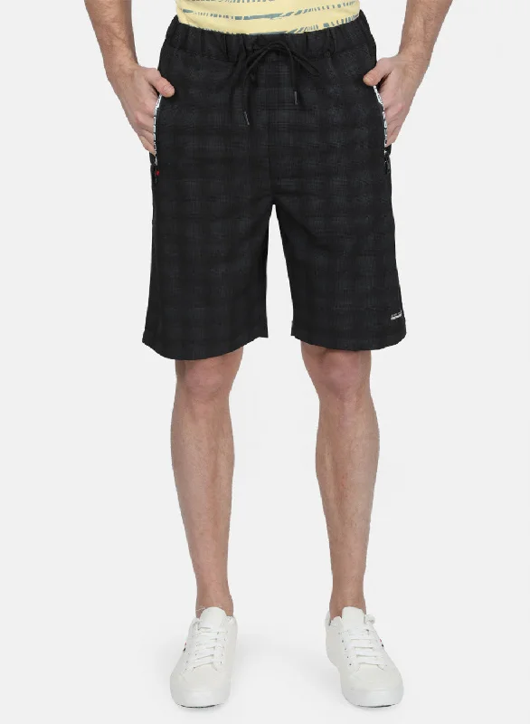 Mens Black Printed Short