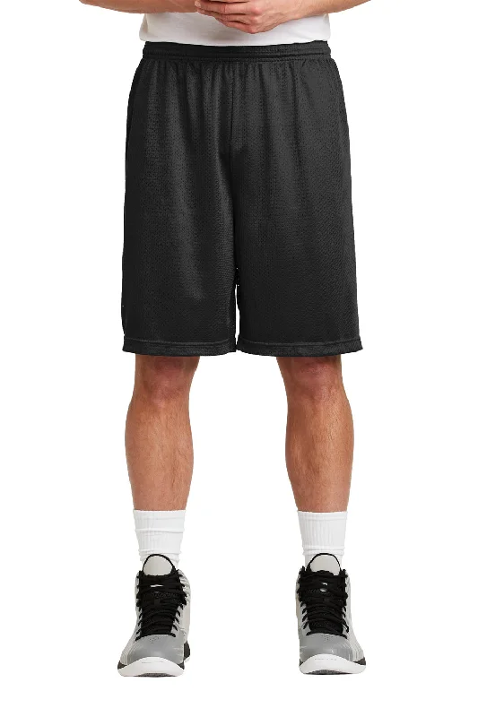 Sport-Tek Mens Moisture Wicking Classic Mesh Long Shorts - Black