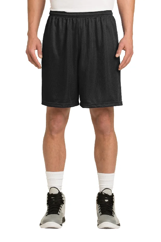 Sport-Tek Mens Moisture Wicking Classic Mesh Shorts - Black